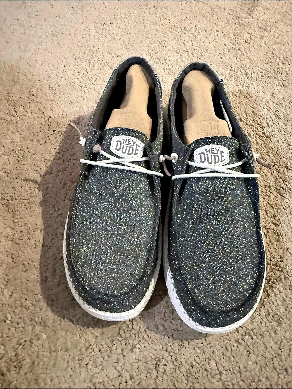 Hey Dude Wendy Metallic Sparkle Glitter Slip-On Sneakers US 10